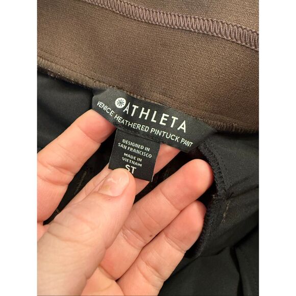 Athleta Brown Zipper Leg Venice Heathered Pintuck Pants Size Small Tall NWT - Picture 5 of 5